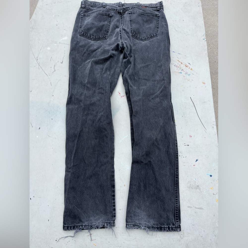 Men's Rustler Jeans Black Slim 34x34 Slim Western Cowboy‎ Rodeo Work Faded HOLES